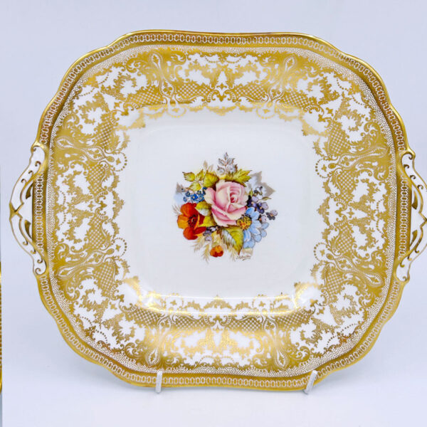 Aynsley Cabbage Rose 21 Piece Tea Set Signed Bailey