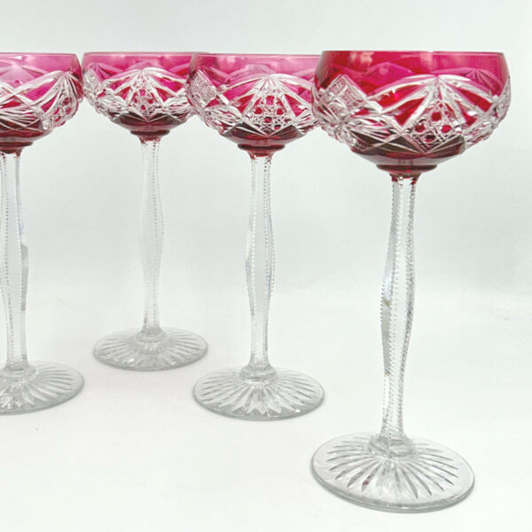 Bohemian-crystal-cranberry-coloured-wine-glass-2 Bohemian Crystal Cranberry Coloured Wine Glass