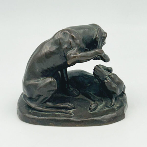 Bronze Figurine Of Playful Puppies Signed Jobbagy  20th