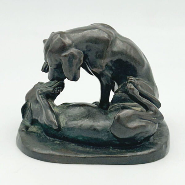 Bronze Figurine Of Playful Puppies Signed Jobbagy  20th