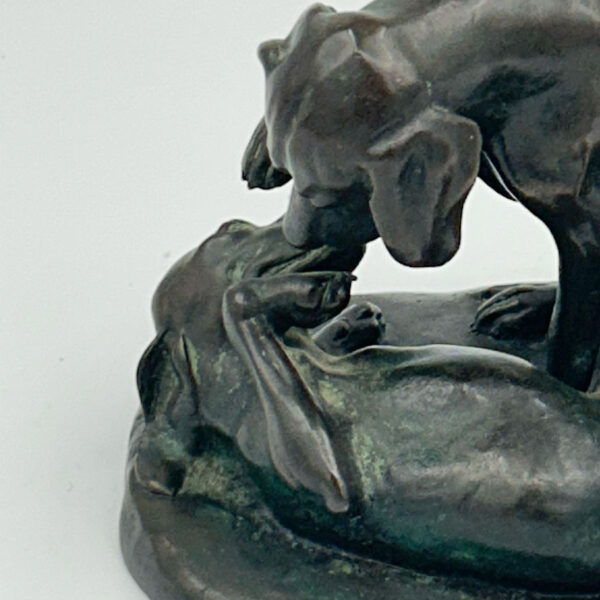 Bronze Figurine Of Playful Puppies Signed Jobbagy  20th