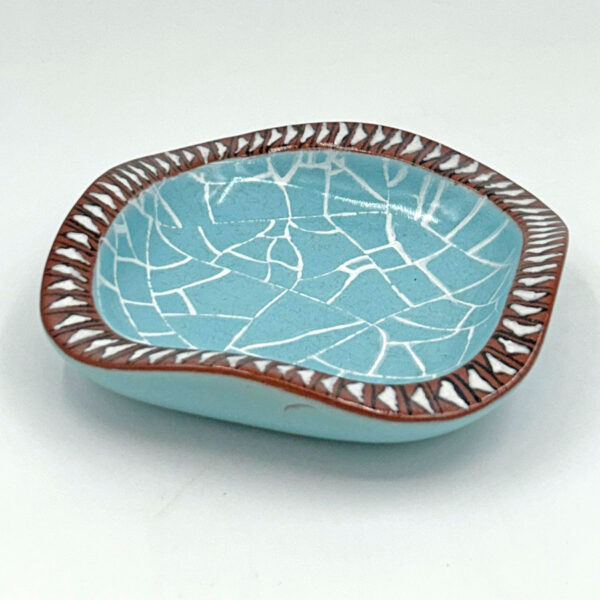 Kalahari Pottery Bowl With Blue Painted Crackle Glaze