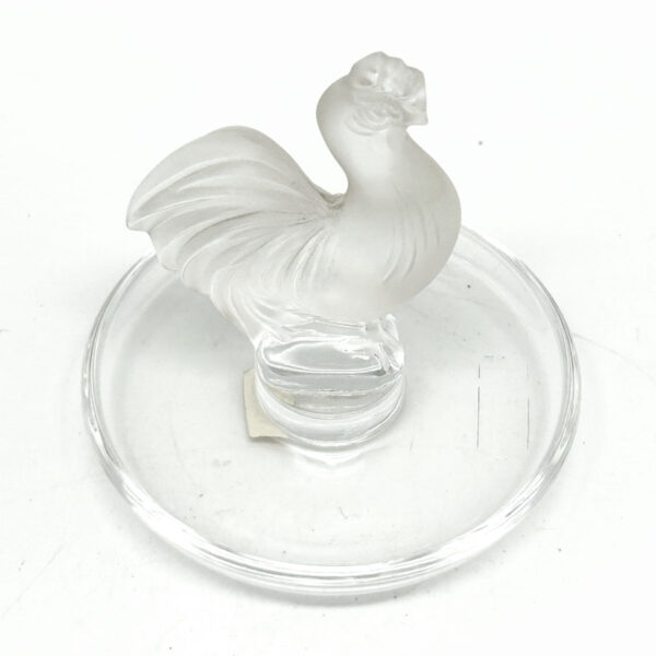 Lalique Frosted And Clear Crystal Rooster Ring Dish 20th
