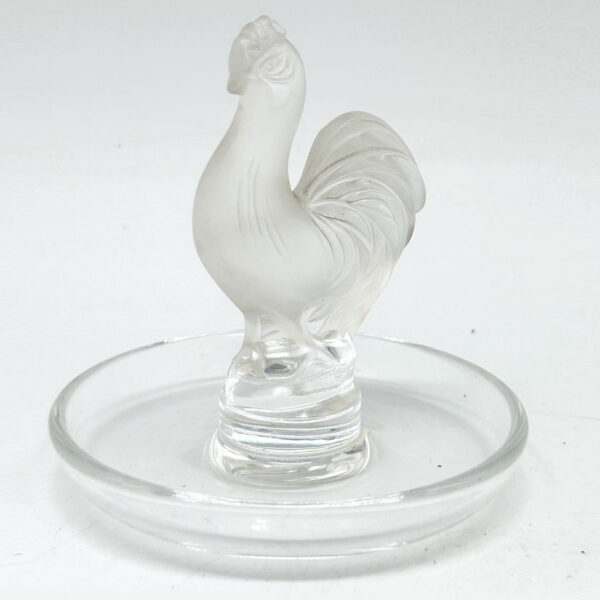 Lalique Frosted And Clear Crystal Rooster Ring Dish 20th