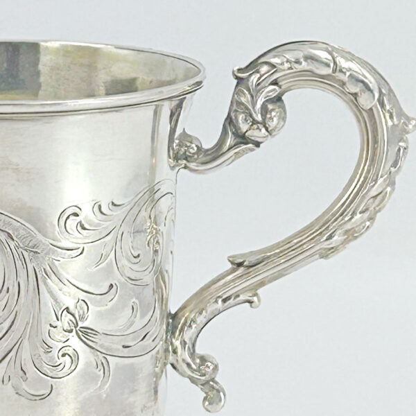 London 1840 Hallmarked Silver Christening Mug Henry Wilkinson