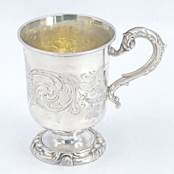 London 1840 Hallmarked Silver Christening Mug Henry Wilkinson