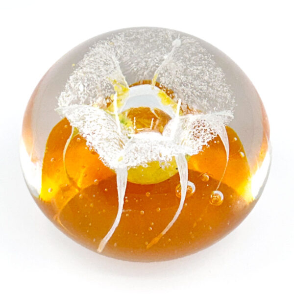 Murano Yellow Flower Art Glass Paperweight 20th