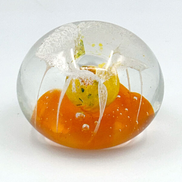 Murano Yellow Flower Art Glass Paperweight 20th