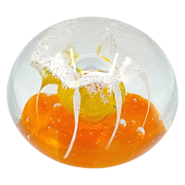 Murano Yellow Flower Art Glass Paperweight 20th