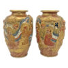 Pair Japanese Kyoto  Satsuma Rakkon Kobe  Vases 1920's