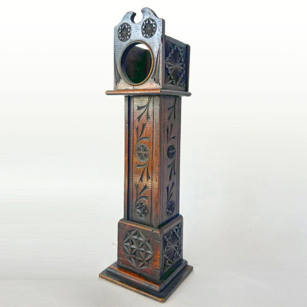 Antique Pocket Watch Wooden Stand In Form Of A Grandfather Clock 19th