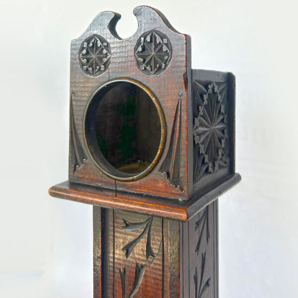 Antique Pocket Watch Wooden Stand In Form Of A Grandfather Clock 19th