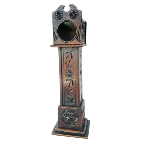Antique Pocket Watch Wooden Stand In Form Of A Grandfather Clock 19th