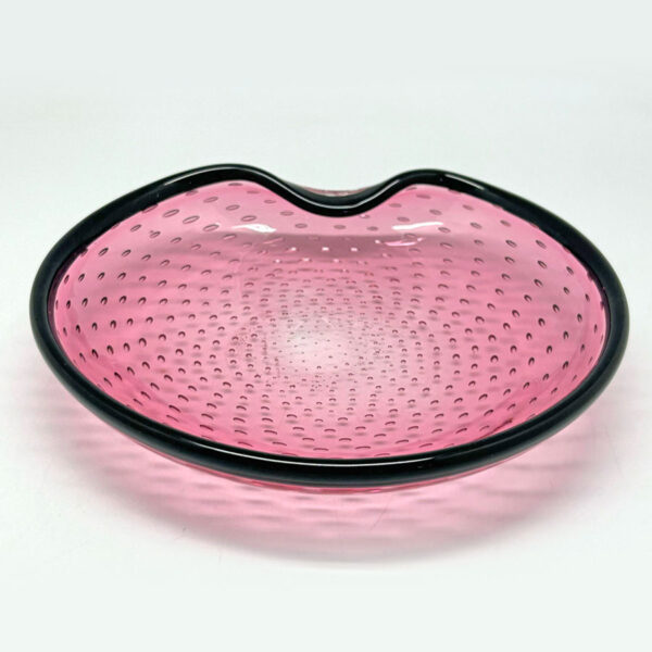 Archimede Suguso Murano Pink and Black Bullicante Bowl C1950