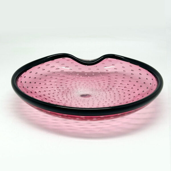 Archimede Suguso Murano Pink and Black Bullicante Bowl C1950