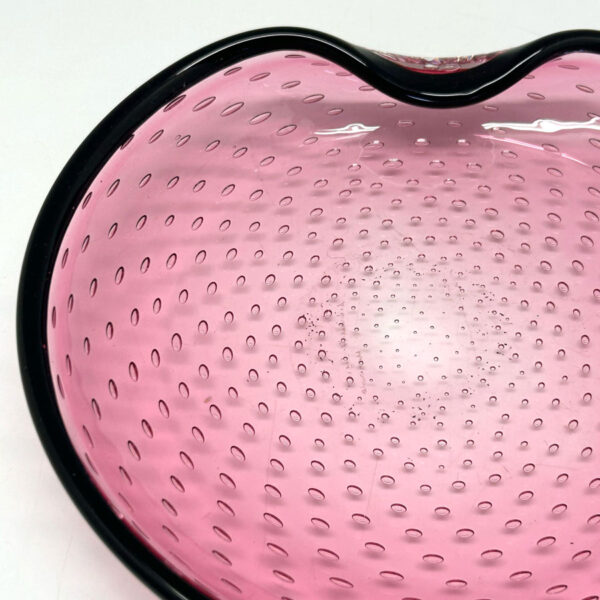 Archimede Suguso Murano Pink and Black Bullicante Bowl C1950