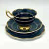 Rare Royal Albert Matt Black With Gold Detail Tea Trio