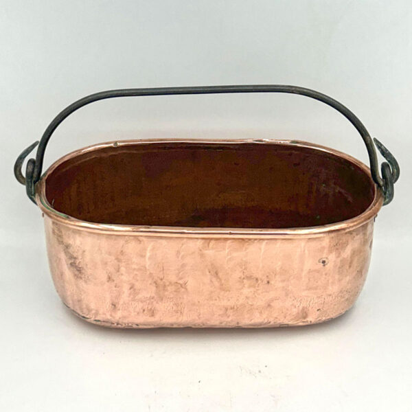 Copper Rectangular Tub With White  Metal Handle