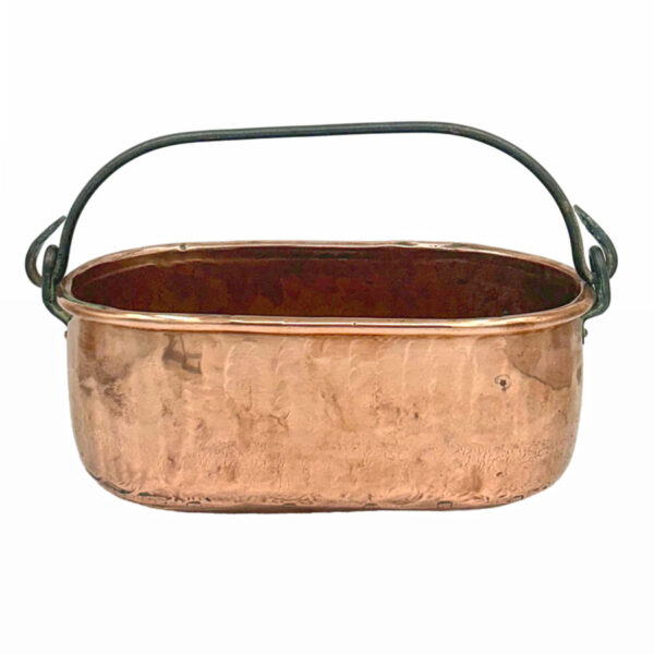 Copper Rectangular Tub With White  Metal Handle
