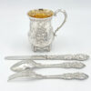 Hallmarked Silver Christening Boxed Set  Martin Hall  Sheffield 1879