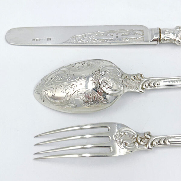 Hallmarked Silver Christening Boxed Set  Martin Hall  Sheffield 1879
