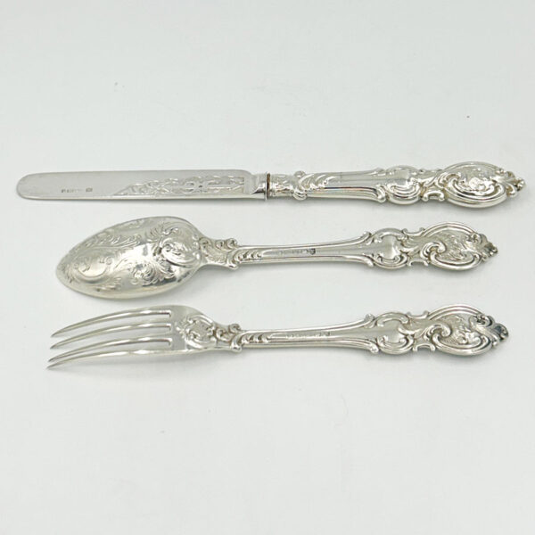 Hallmarked Silver Christening Boxed Set  Martin Hall  Sheffield 1879