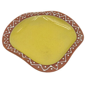 Kalahari Pottery Bowl Mustard With Dotted Border