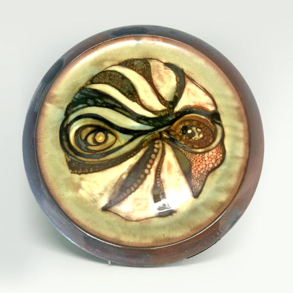 Liebermann Pottery Large Pottery Serpent Head  Scene 20th