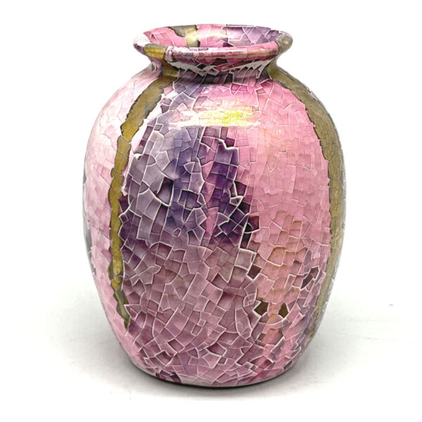 Mid-Century-Italian-Polychrome-Enamel-Bulbous-Vase-By-Claudio-Pulli-C1970-1 Mid Century Italian Polychrome Enamel Bulbous Vase By Claudio Pulli C1970