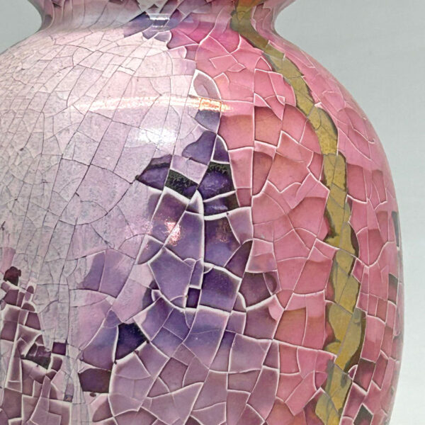Mid-Century-Italian-Polychrome-Enamel-Bulbous-Vase-By-Claudio-Pulli-C1970-3 Mid Century Italian Polychrome Enamel Bulbous Vase By Claudio Pulli C1970