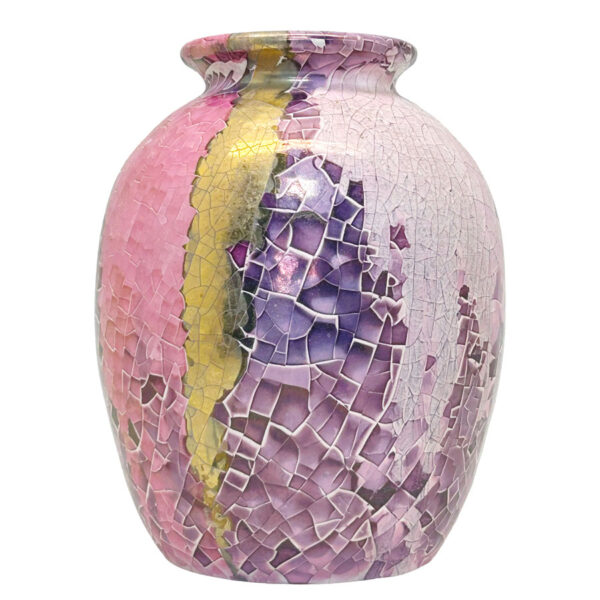 Mid-Century-Italian-Polychrome-Enamel-Bulbous-Vase-By-Claudio-Pulli-C1970 Mid Century Italian Polychrome Enamel Bulbous Vase By Claudio Pulli C1970