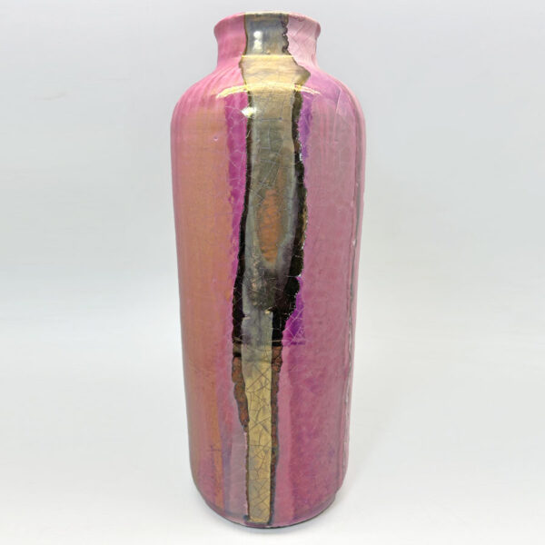 Mid Century Italian Polychrome Enamel Tall Vase By Claudio Pulli C1970