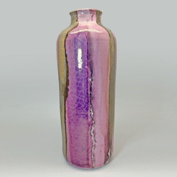 Mid Century Italian Polychrome Enamel Tall Vase By Claudio Pulli C1970