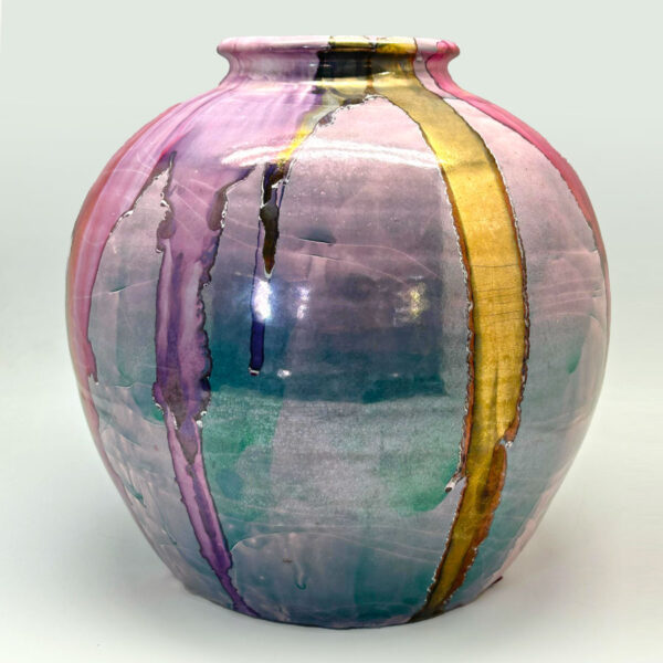 Mid Century Italian Polychrome Enamel Vase By Claudio Pulli C1970