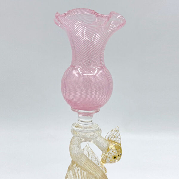 Murano Pink Venetian Salviati Swan Candleholder C1920