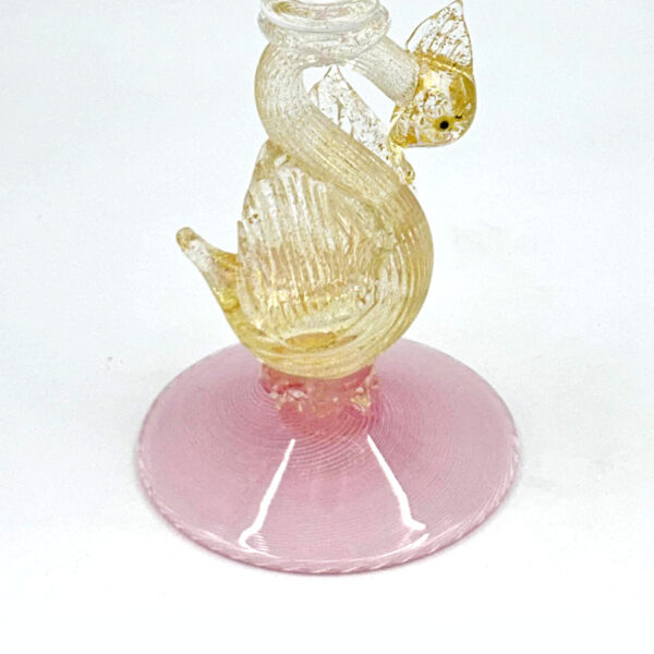 Murano Pink Venetian Salviati Swan Candleholder C1920