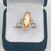 9ct Gold Lady Holding Flowers Cameo Carved Conch Shell Ring