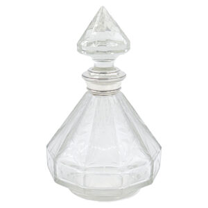 Victorian Etched Crystal Decanter Sterling Silver Collar