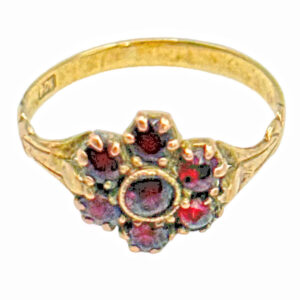 9ct Garnet Victorian Flower Ring