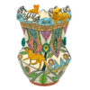 Ardmore Hand Painted Cheetah and Zebra Vase Vusi 1994