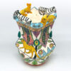 Ardmore Hand Painted Cheetah and Zebra Vase Vusi 1994