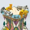 Ardmore Hand Painted Cheetah and Zebra Vase Vusi 1994