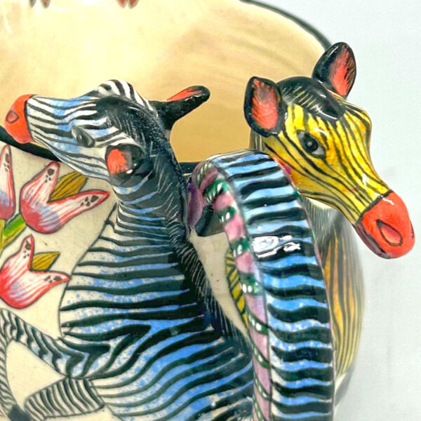 Ardmore Hand Painted Zebra Jug Kenneth and Sabelo 2008