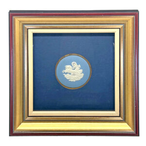 Wedgwood Blue Jasperware Horse and Chariot Powder Compact Framed