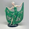 Art Deco Goldscheider Stefan Dakon Pottery Dancing Lady Green Floral C1939