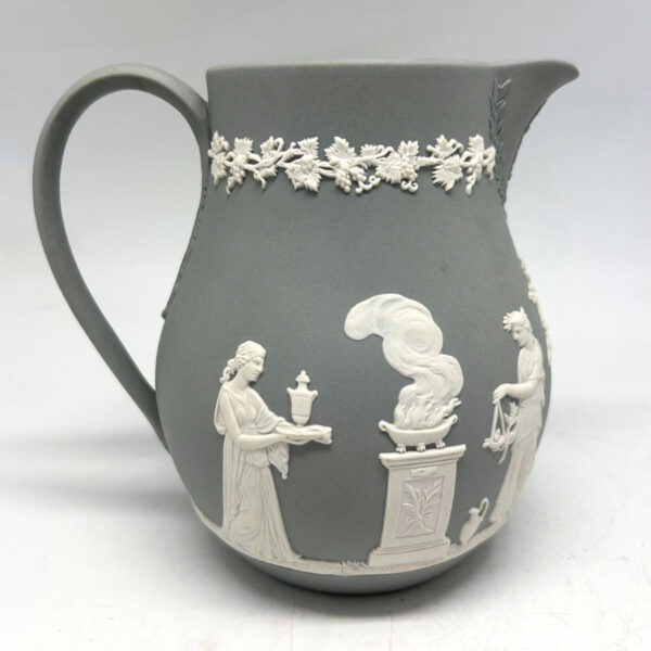 Wedgwood Grey Jasper Ware Maiden Scene Jug C1989