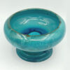 Linnware-blue-green-glaze-pedestal-vase-2 Linnware Blue Green Glazed Pottery Pedestal Vase