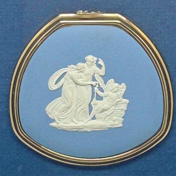 Wedgwood Blue Jasperware Maiden And Cherub  Powder Compact Framed