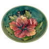 Moorcroft-hibiscus-footed-bowl-on-green-ground-1969 Moorcroft Hibiscus Footed Bowl On Green Ground C1969