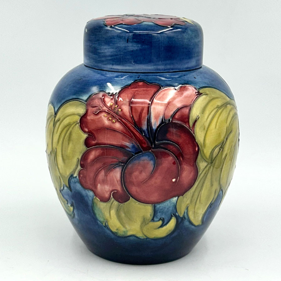 Moorcroft Hibiscus Pattern Ginger Jar And Cover C1970 - Clyde on